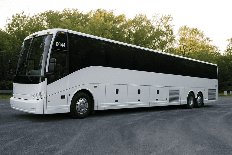 exterior of Charter Bus Rental Apex coach bus